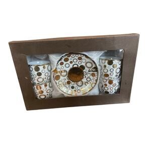 Extra Set of 4 Demitasse Cups and Saucers Set White Gold in Box